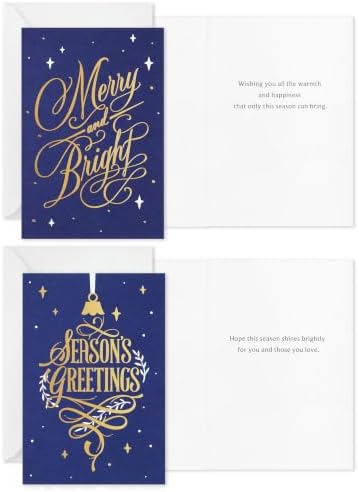 Hallmark Bulk Christmas Cards, Assorted 72-Pack (Blue and Gold)