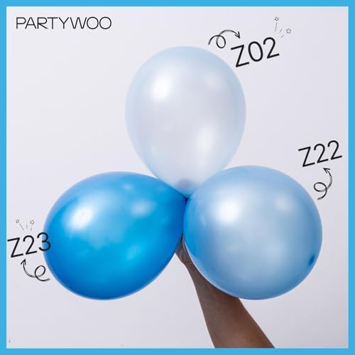 PartyWoo Pearl Light Blue Balloons 140pcs Baby Pastel Blue Different Sizes