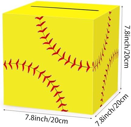 Hxezoc Softball Card Box Sports Party Favors Post Box Cardboard Receiving Money Holder for Softball Theme Wedding Reception, Baby Showers, Anniversary, Birthday Party, Table Centerpiece Decorations