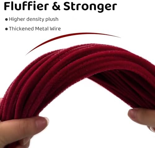 Pipe Cleaners,200Pcs Wine Red Pipe Cleaner Flower Kit,Chenille Stems for DIY Bouquet Festivals Room Decor,Valentine's Day Craft Supplies,Christmas Ornaments,Halloween Fall Decorations for Home Crafts