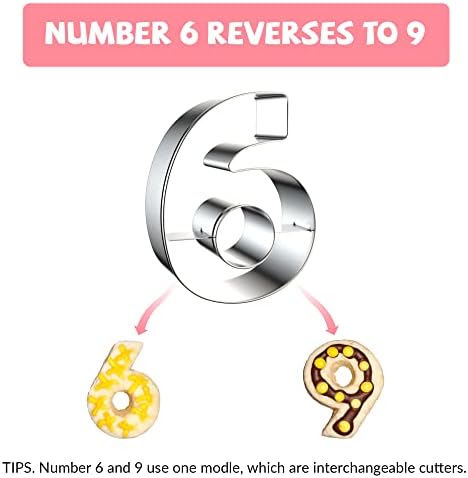 FUSOTO 9PCS Number Cookie Cutters Set, 4 Inches Number 0-8(6 Reverses to 9)