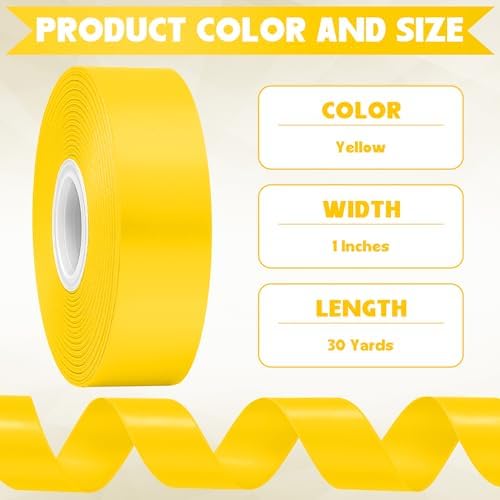 30Yards 1In Yellow Satin Ribbon for Flower Bouquet Wedding Birthday Party