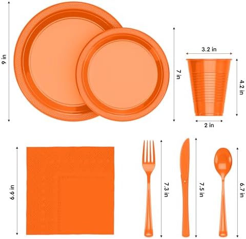Exquisite 350 Pcs Orange Plates and Napkins Party Supplies Plate Sets