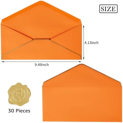 30 Pack 0 Business Envelopes with Stickers, Thick Paper, Dark Orange