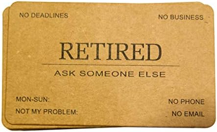 RXBC2011 Retired Business Cards Kraft paper Funny Retirement Gift (Pack of 50/No Case) For Retired Men Women Coworkers Employees Boss Friend Colleague