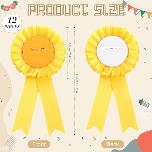 Hanaive 12 Pcs Blank Award Ribbon 9st Place Prize Rosette,Yellow