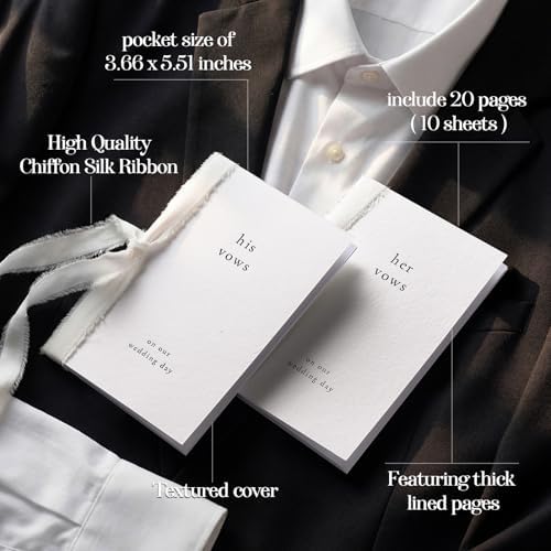 Engrowtic 2 Set Wedding Vow Books His Her A6 Pocket Size,White