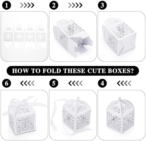 Baptism Favor Boxes, White, 50PCS, 2.2"x2.2"x2.2"