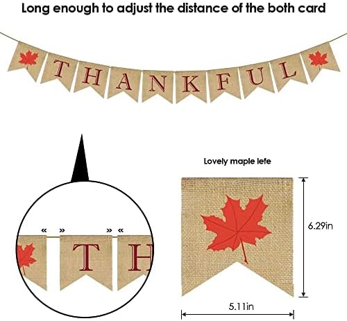 ERKOON Thankful Burlap Banner, Thankful Burlap Wall Banner, Thanksgiving Decor for Harvest Time Thanksgiving Party Decorations