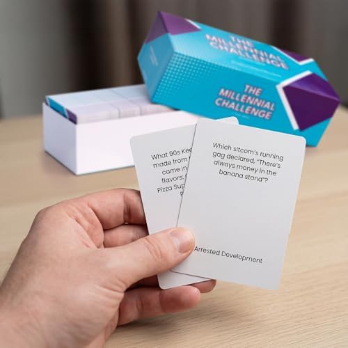 The Millennial Challenge - 90s and 2000s Trivia Game with 600 Trivia Cards - Pop Culture, Trivia Game with Movies, Music, TV Shows - Ideal for Game Night, Christmas, Birthday, or Gift