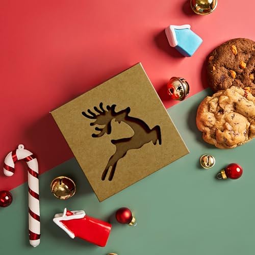 24 Packs Christmas Cookie Boxes with Window, Kraft Treat Box, 6 Styles
