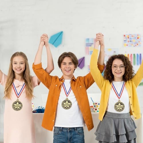 20 Pcs 2'' Awards Medals Bulk Winner Medals with Neck Ribbons Metal Trophy Award Prize Gift for Tournaments, Competitions, Party, Kids and Adults