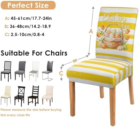 Easter Chair Covers Set of 4, Easter Decorations Stretch Removable Washable Dining Room Chair Protector Slipcovers for Easter Decor Holiday Party Kitchen Home Decorations (Easter 3, 4 PCS)