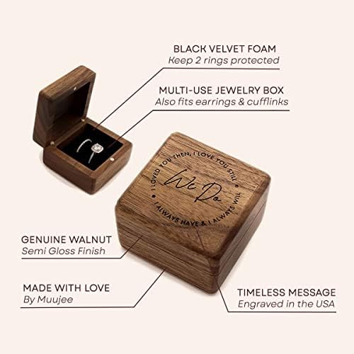 MUUJEE We Do Double Ring Box - Engraved Wooden Ring Case Box for Wedding Ceremony Engagement Proposal, Ring Bearer Gift Ideas (We Do)
