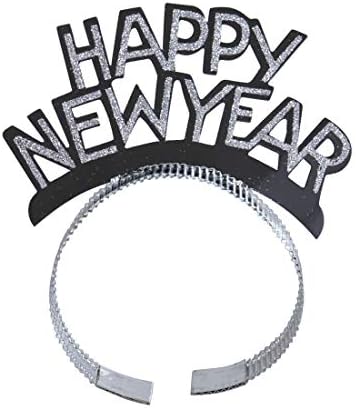 Glitter Happy New Year Headband Tiara, 12Pcs New Years Eve Supplies