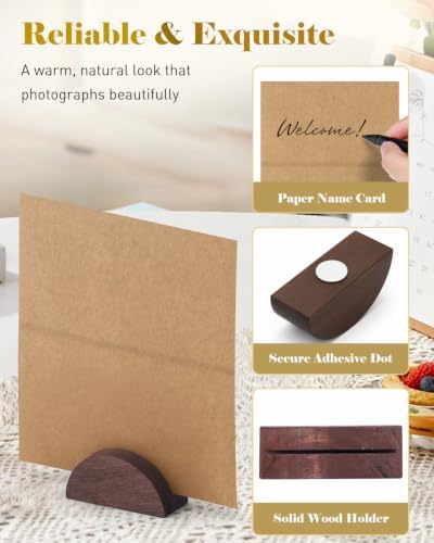 Uniclife 24 Pcs Wooden Place Card Holders for Table, Table Number Holders