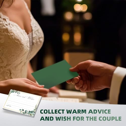 Eucalyptus Wedding Advice and Wishes Cards with Gift Box - 60 Greenery Marriage Advice Cards for Bride and Groom - Bridal Shower Games and Wedding Guest Book Alternative for Reception