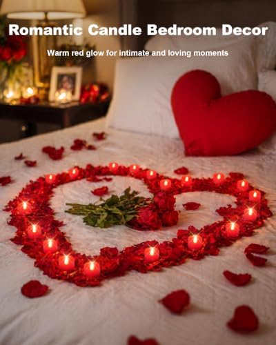 Homemory 50-Pack Red Flameless Battery Tea Light Candles, 200+ Hours
