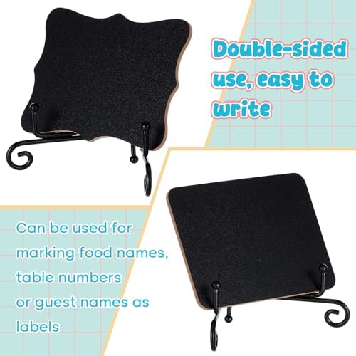 16 Set Mini Chalkboard Signs with Iron Stand Food Labels, Black