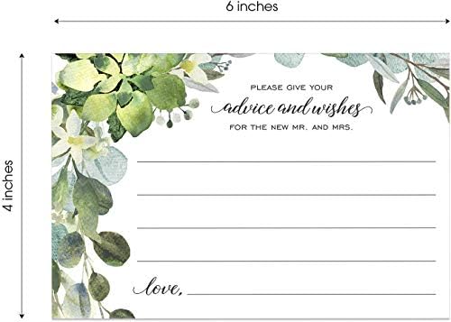 Canopy Street Lush Greenery Advice And Wishes Cards For The Bride And Groom / 50 Marriage Advice Note Cards / 4" x 6" Newlyweds Blank Advice Cards/Greenery Bridal Shower Décor And Games