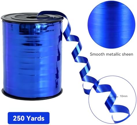 TONIFUL 250 Yards Blue Curling Ribbon 10mm Wide Balloon String DIY Decor