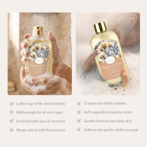 Gift Basket for Women, 8pcs Magnolia & Jasmine Spa Gift Baskets for Women