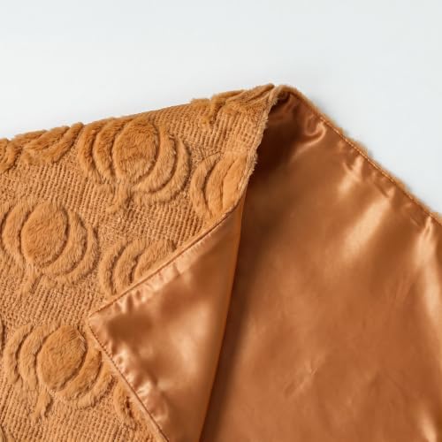 Artoid Mode Caramel Soft Faux Fur Pumpkins Fall Table Runner 13x36 Inch