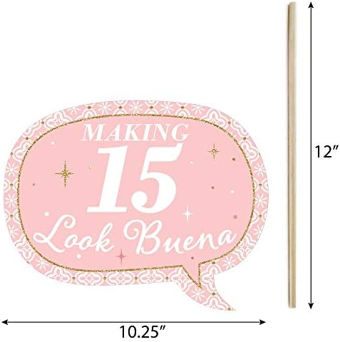 Funny Mis Quince Anos - Quinceanera Photo Booth Prop Kit, DIY Setup - 10pc