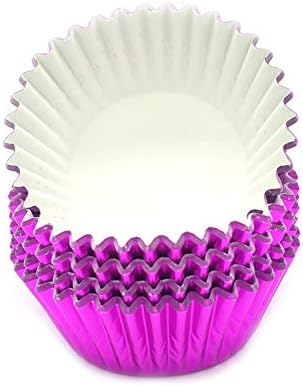 Standard Hot Pink Foil Cupcake Liners Muffin Baking Cups for Party and More, 100-Count