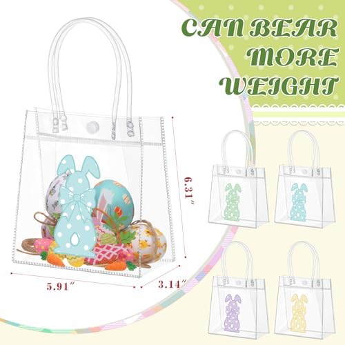 Aliceset 24 Pcs Clear PVC Gift Bags with Handle, Rabbit Goodie Bags