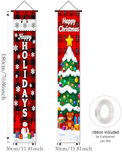 Nuxovilar Merry Christmas Porch Banners Set 12x71 Inches Polyester