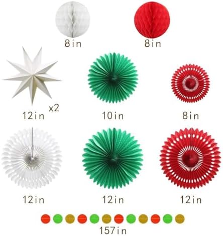 ADLKGG Red Green Christmas Party Decorations, Hanging Paper Decor Kit
