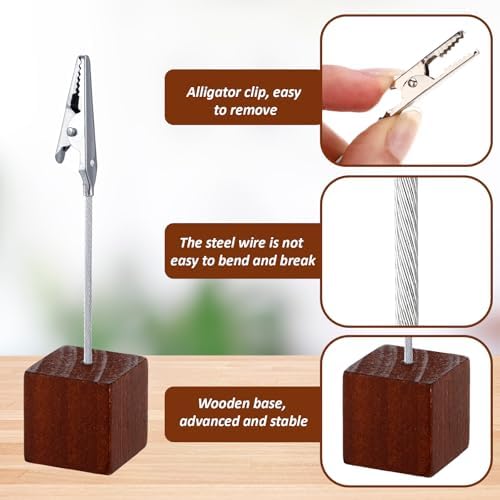 100 Pcs Cube Base Memo Clip Holder with Alligator Clip, Brown