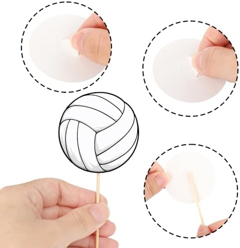 Hooqict 40Pcs Volleyball Cupcake Toppers Sport Ball Birthday Cake Topper Decorations Cupcake Picks for Kids Girls Boys Volleyball Themed Baby Shower Birthday Party Decorations Supplies