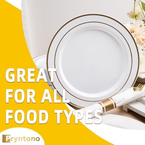 175 PCS White and Gold Plastic Dinnerware Set for 25 Guests