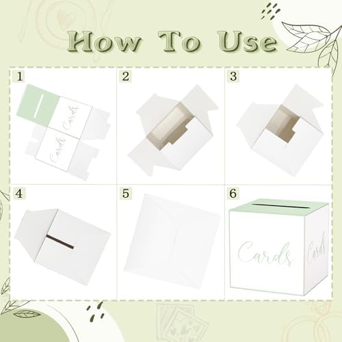 WNINK White and Green Card Box for Parties, Weddings, Birthdays, Bridal & Baby Showers, Anniversaries, Graduations & Retirements Party Decorations – Cards, Raffle, Wishes & Money Card Boxes