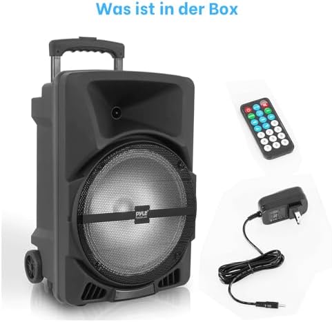 Pyle Wireless Portable PA Speaker System -1200W High Powered Bluetooth Compatible Indoor&Outdoor DJ Sound Stereo Loudspeaker wITH USB MP3 AUX 3.5mm Input, Flashing Party Light & FM Radio -PPHP1544B