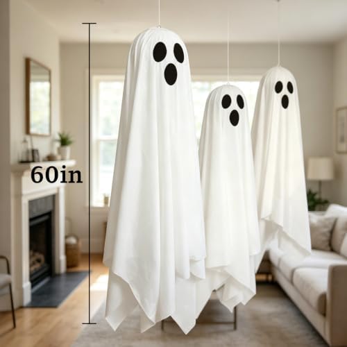 DAZONGE Halloween Decor, 3 Pack Light Up Halloween Hanging Ghosts Decor