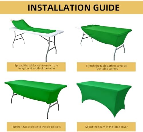 2-Pack 6ft Spandex Table Covers for Rectangle Standard Folding Tables - Wrinkle Resistant Stretch Tablecloths - Ultimate Fitted Table Protector for Parties, Trade Shows, Banquet