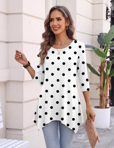 Zeagoo Womens Tops 3/4 Sleeve Loose Fit Dressy Tunics Plus Size Boho Shirts