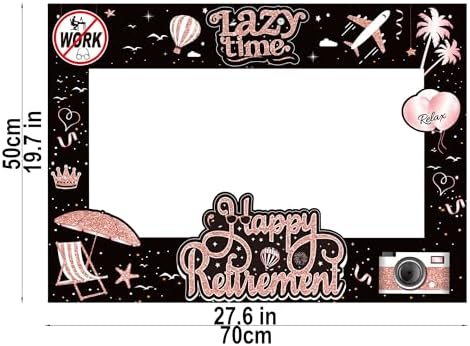 Retirement Party Photo Booth Props Kit - 37pcs Paper Photo Props 1 Frame Glitter Retirement Party Decorations for Retiree Celebration, Farewell Office Party Supplies (Rose Golden and Black)