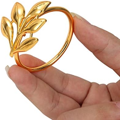 KPOSIYA Gold Napkin Rings Set of 300, Leaf Napkin Holder for Thanksgiving