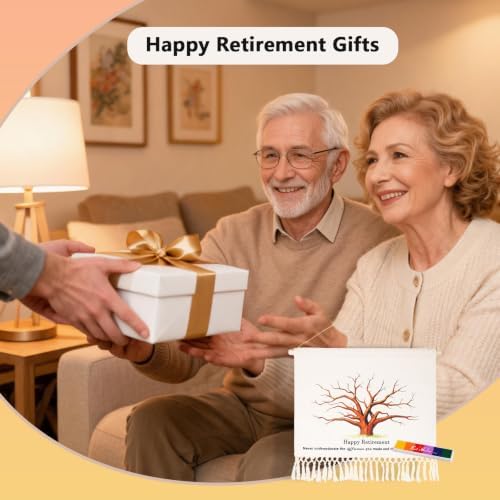 23.6x15.7in Retirement Fingerprint Tree Canvas Guestbook,Retirement Gifts
