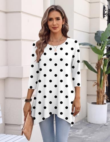 Zeagoo Womens Tops 3/4 Sleeve Loose Fit Dressy Tunics Plus Size Boho Shirts