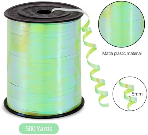 TONIFUL 500 Yards Iridescent Green Curling Ribbon Balloon String