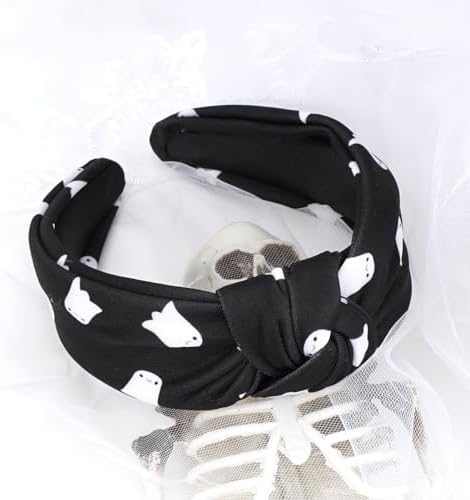 Halloween Headbands for Women Gifts Spooky Ghost Knotted Wide Headband Halloween Hair Accessories Makeup Hair Hoop