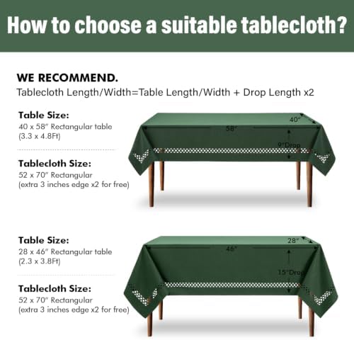 MIULEE Army Green Rectangle Tablecloth with Decorative Cutouts 52x70 Inch
