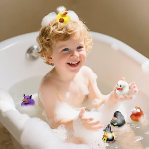 Anditoy 24 Pack Halloween Rubber Ducks Toys Bath Toys for Kids Toddlers Halloween Treat Bags Halloween Party Favors Gifts