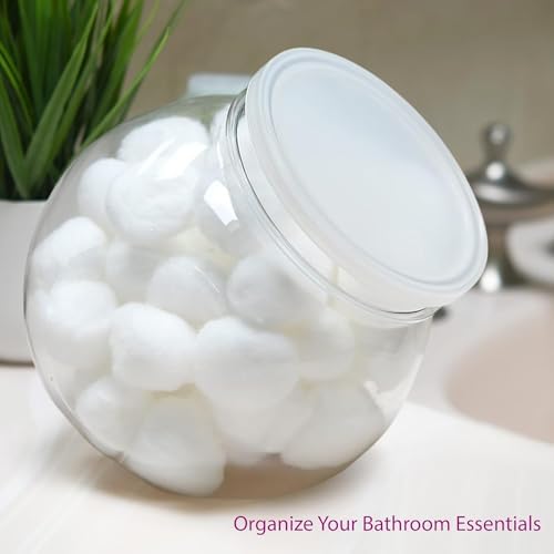 DilaBee 2-Pack Plastic Candy Jar - 96oz Large Candy Jars with Lids for Candy Buffet, Kitchen & Office Desk - Plastic Jars with Lids for Candy, Cookies & Snacks - Clear Jar with Labels BPA-Free
