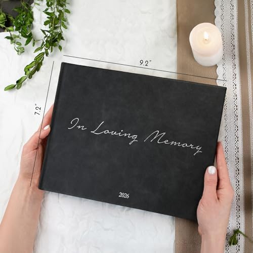 Funeral Guest Book - Celebration of Life Guest Book with Rollerball Pen for Memorial Service - Funeral Memory Sign in Books for Over 300+ Guests - Funeral Decorations with In Loving Memory Table Sign